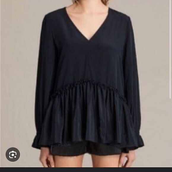 All Saints 'Alia' Satin Long Shirt - Picture 6 of 9
